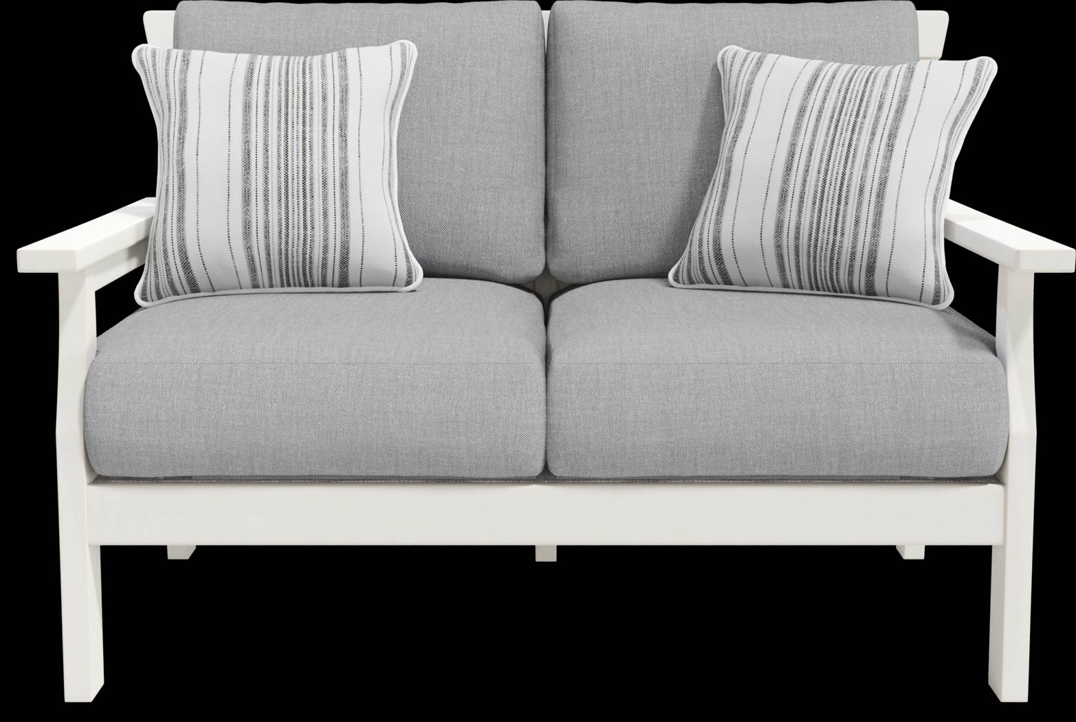 Eastlake White 4 Pc Outdoor Loveseat Seating Set with Pewter Cushions - Thumbnail - Image 2