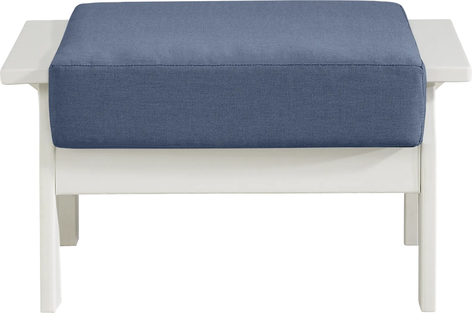 Eastlake White Outdoor Ottoman with Blueberry Cushion - Thumbnail - Image 2