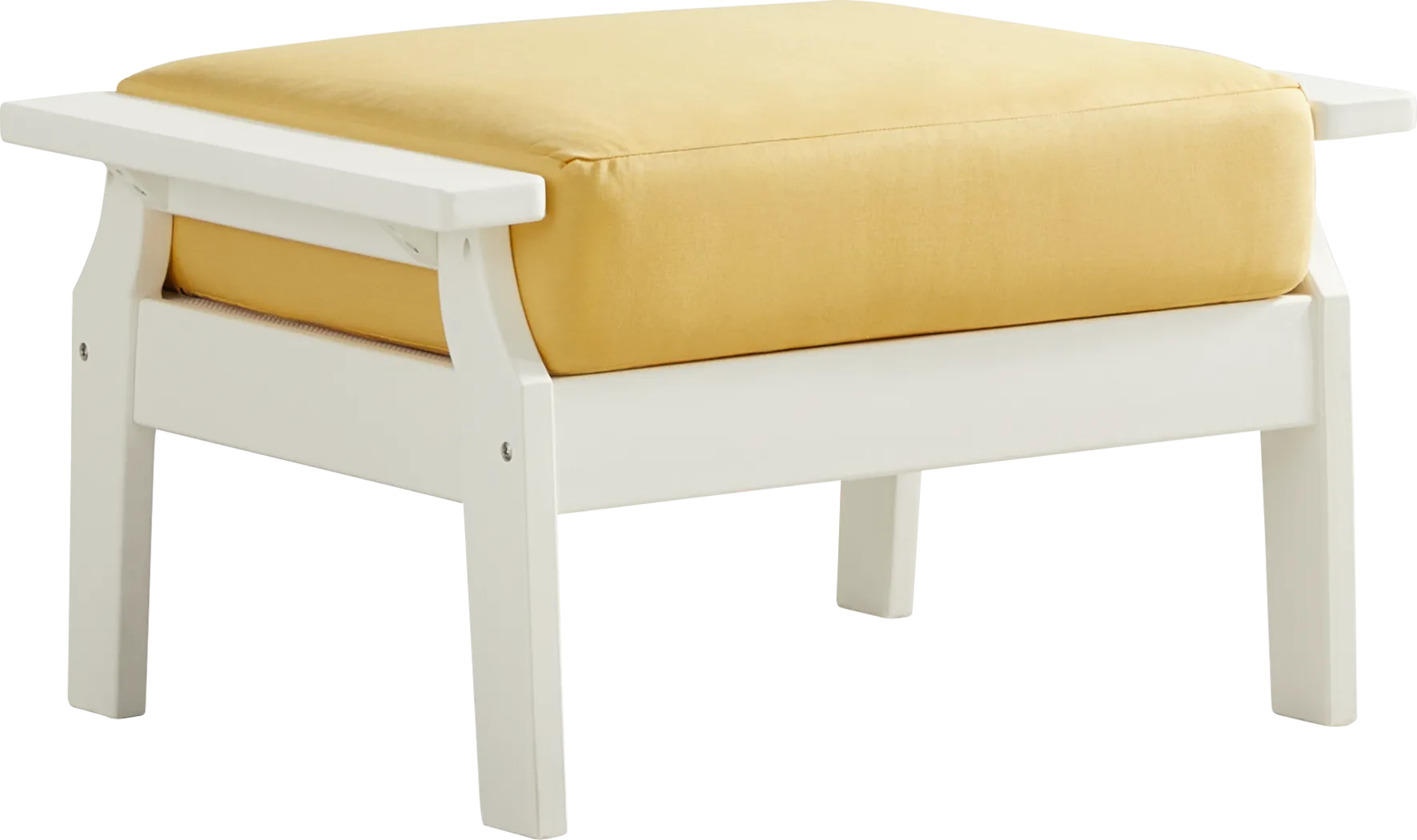 Eastlake White Outdoor Ottoman with Buttercup Cushion - Thumbnail - Image 1