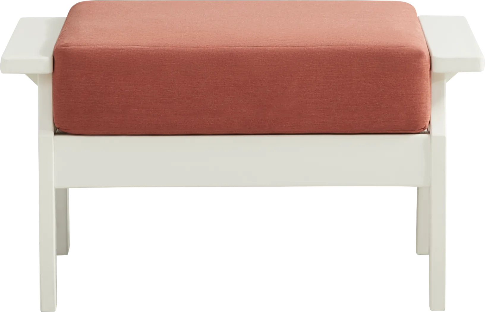 Eastlake White Outdoor Ottoman with Persimmon Cushion - Thumbnail - Image 2