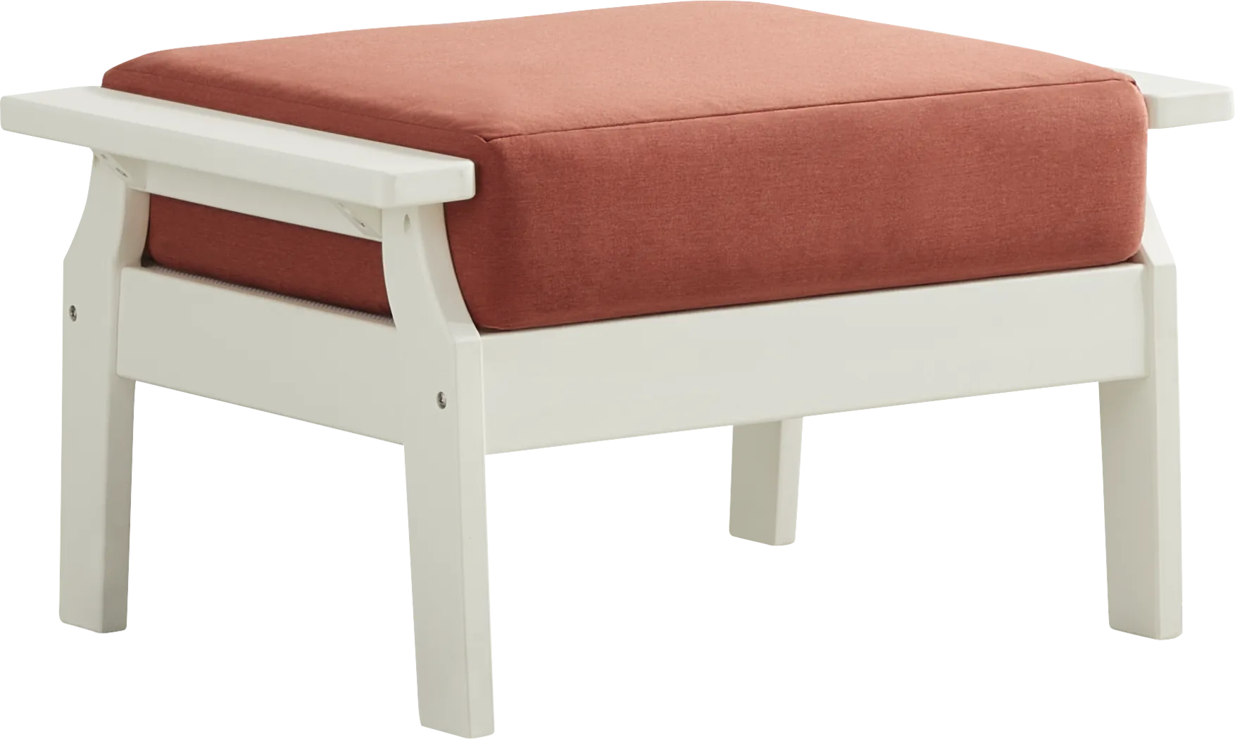 Eastlake White Outdoor Ottoman with Persimmon Cushion - Thumbnail - Image 1