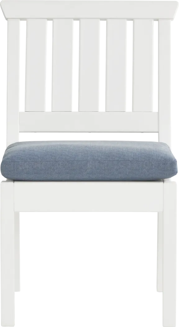 Eastlake White 5 Pc 71 in. Rectangle Outdoor Dining Set with Agean Cushions - Thumbnail - Image 5