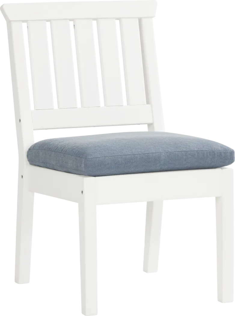 Eastlake White 5 Pc 71 in. Rectangle Outdoor Dining Set with Agean Cushions - Thumbnail - Image 4