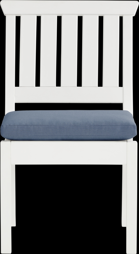 Eastlake White Outdoor Side Chair with Blueberry Cushion - Thumbnail - Image 3