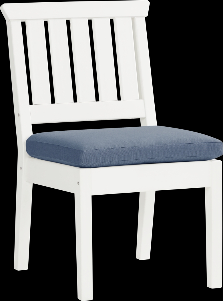 Eastlake White Outdoor Side Chair with Blueberry Cushion - Thumbnail - Image 1