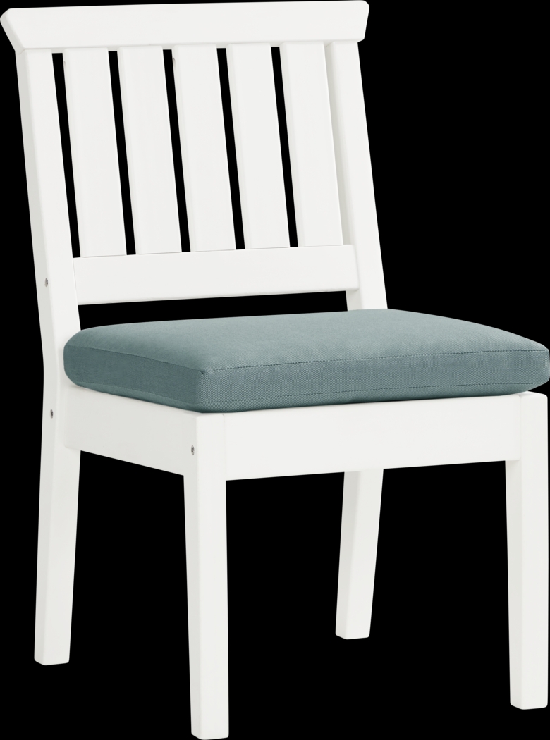 Eastlake White Outdoor Side Chair with Breeze Cushion - Thumbnail - Image 1