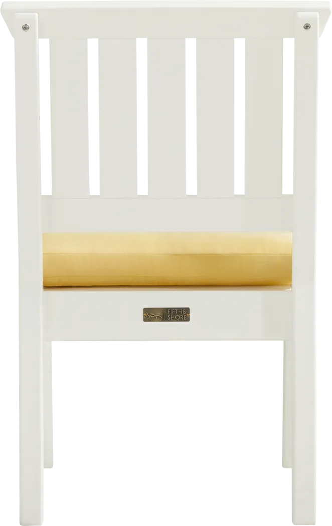 Eastlake White 5 Pc 71 in. Rectangle Outdoor Dining Set with Buttercup Cushions - Thumbnail - Image 6