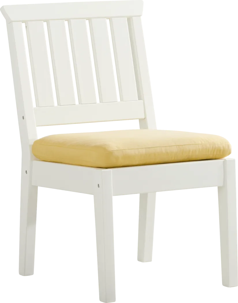 Eastlake White 5 Pc 71 in. Rectangle Outdoor Dining Set with Buttercup Cushions - Thumbnail - Image 4