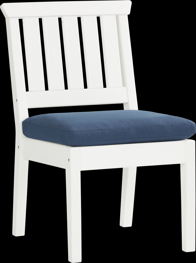 Eastlake White 7 Pc 71 in. Rectangle Outdoor Dining Set with Ocean Cushions - Thumbnail - Image 4