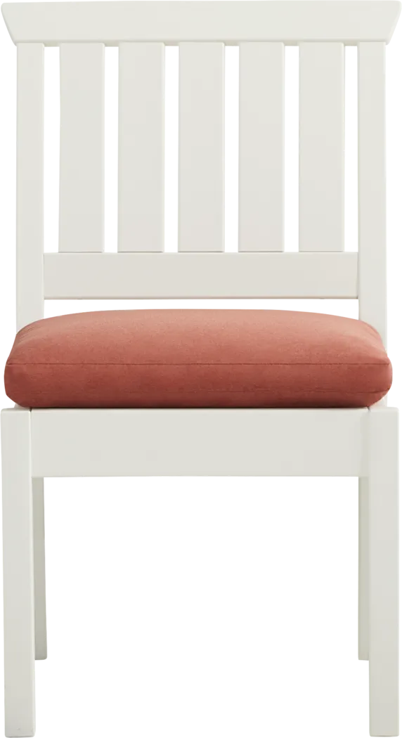 Eastlake White 5 Pc 71 in. Rectangle Outdoor Dining Set with Persimmon Cushions - Thumbnail - Image 5