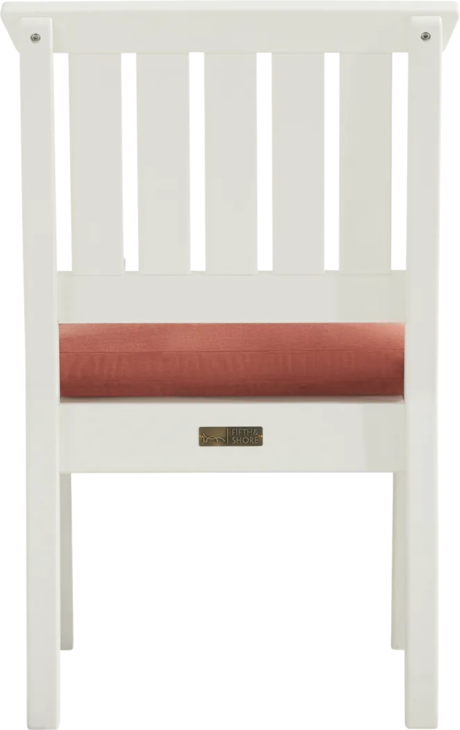 Eastlake White 5 Pc 71 in. Rectangle Outdoor Dining Set with Persimmon Cushions - Thumbnail - Image 6