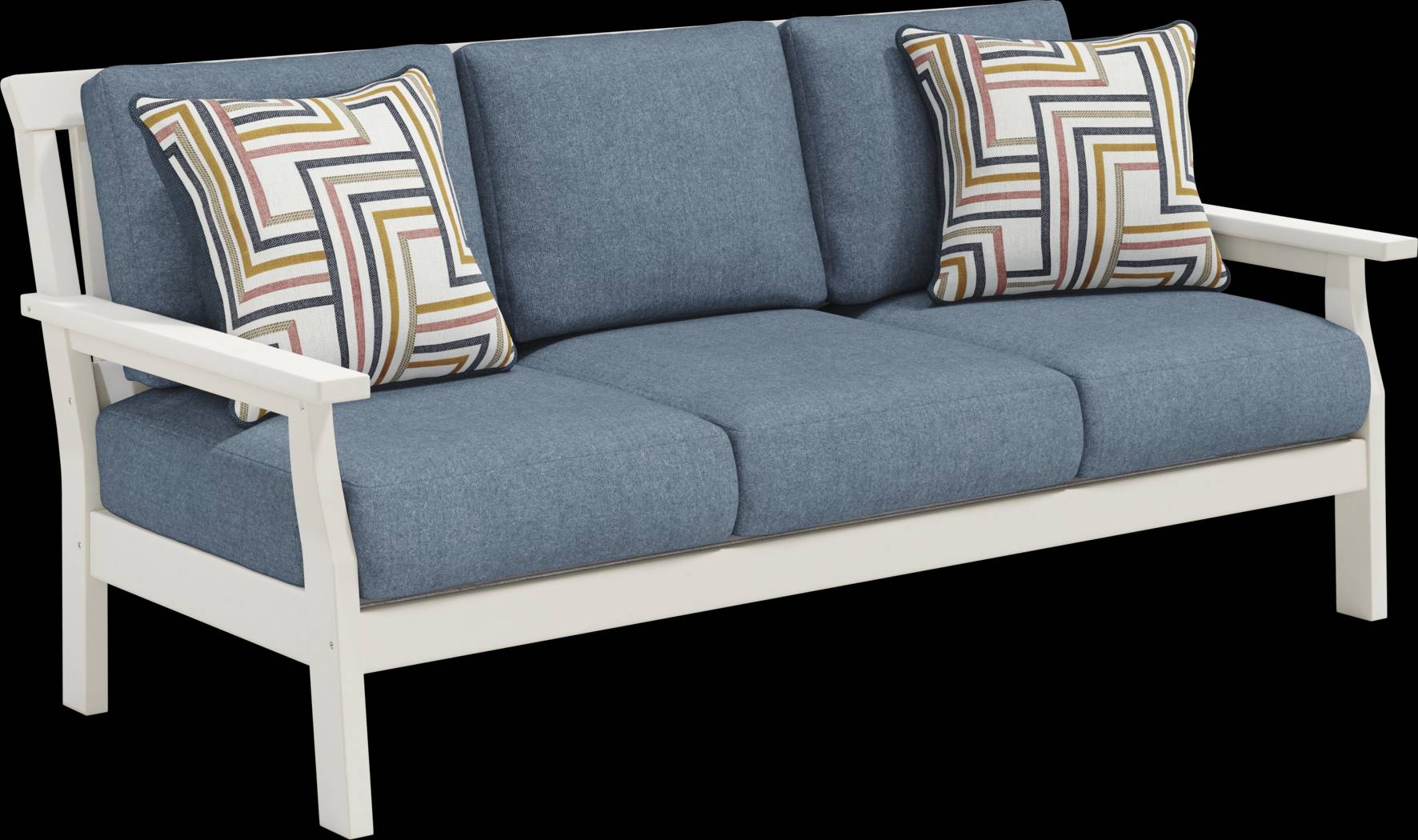 Eastlake White Outdoor Sofa with Agean Cushions - Thumbnail - Image 3