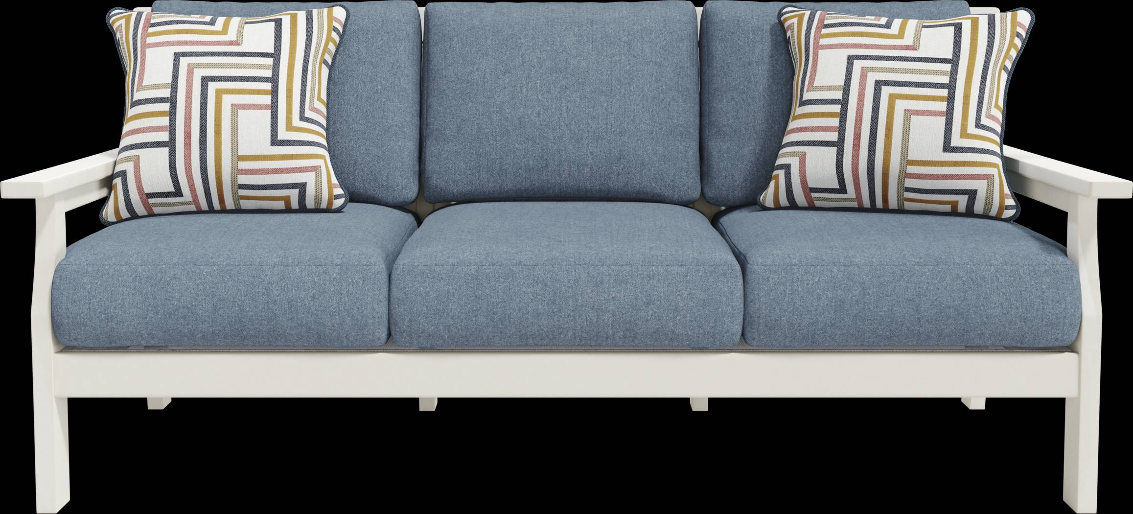 Eastlake White Outdoor Sofa with Agean Cushions - Thumbnail - Image 1