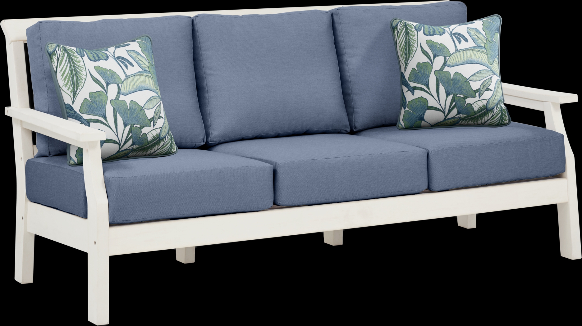 Eastlake White 4 Pc Outdoor Seating Set with Blueberry Cushions - Thumbnail - Image 3