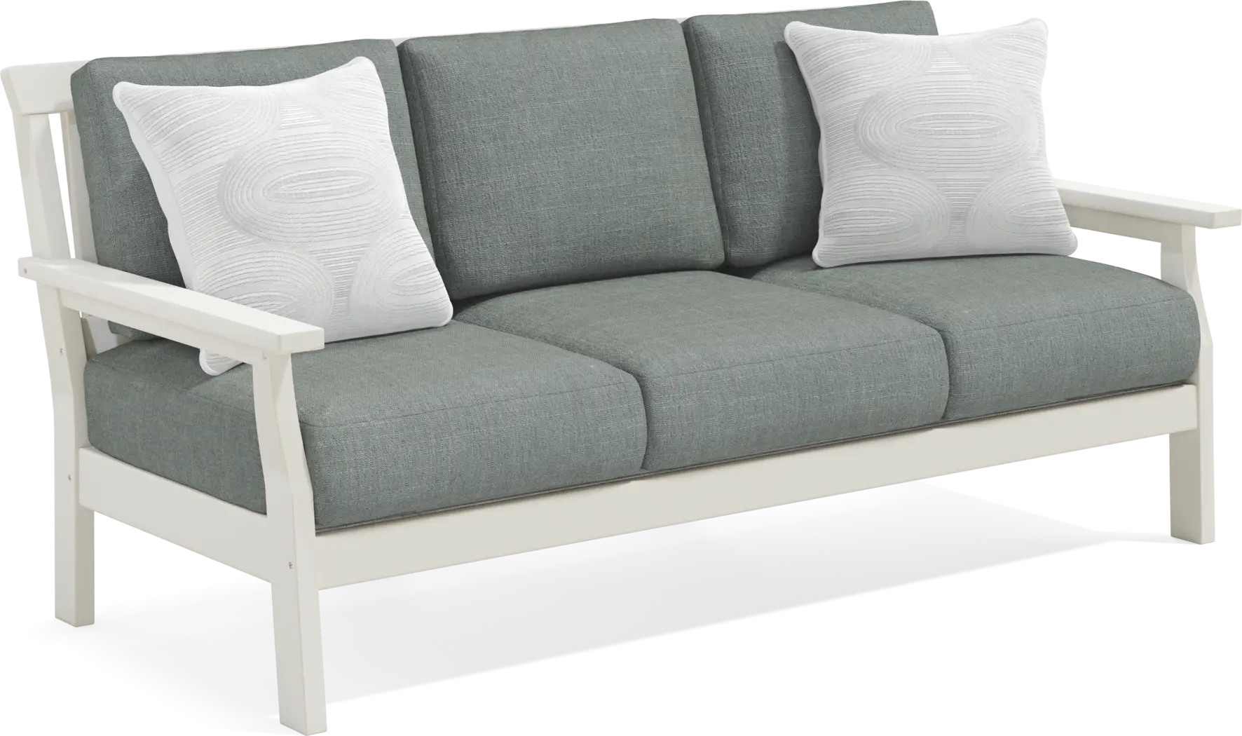 Eastlake White Outdoor Sofa with Jade Cushions - Thumbnail - Image 3