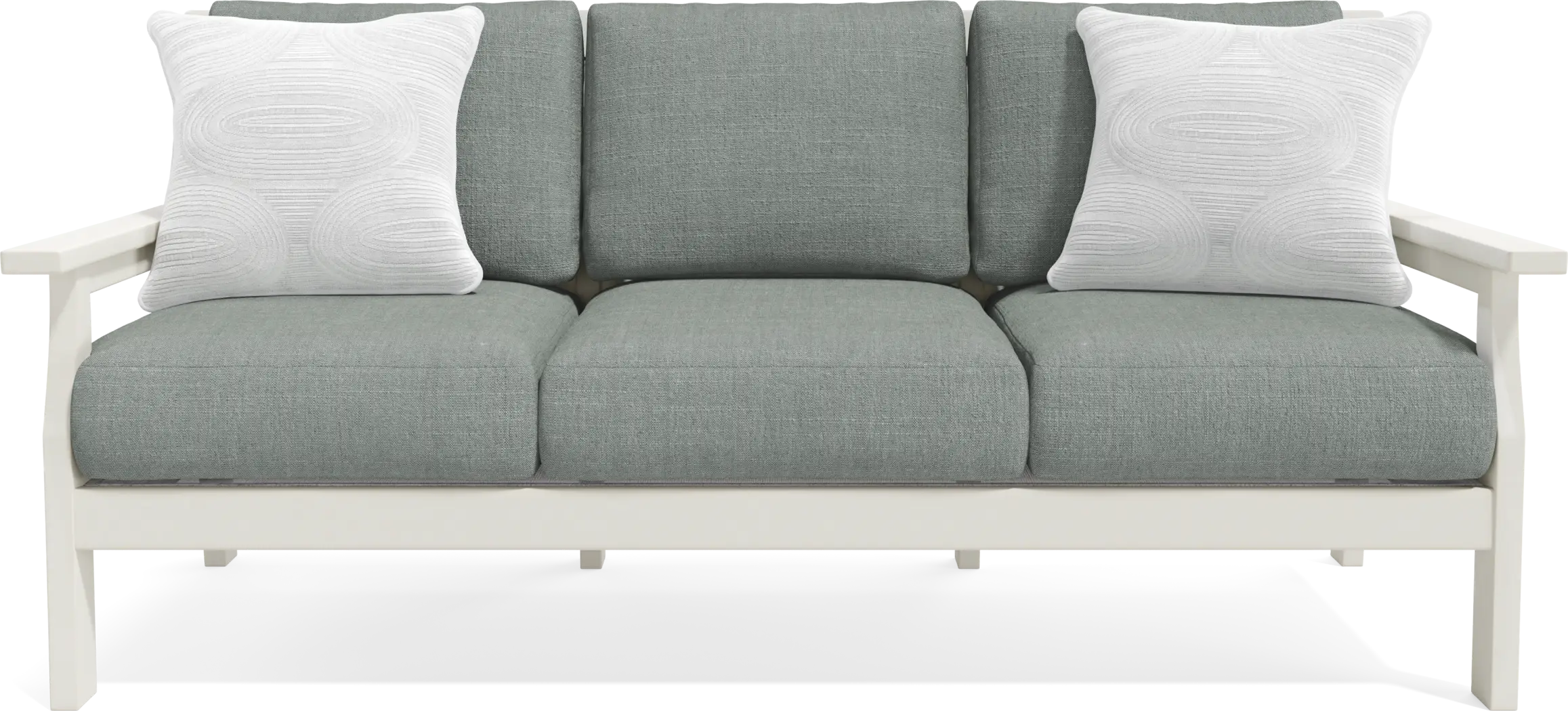 Eastlake White Outdoor Sofa with Jade Cushions - Thumbnail - Image 1