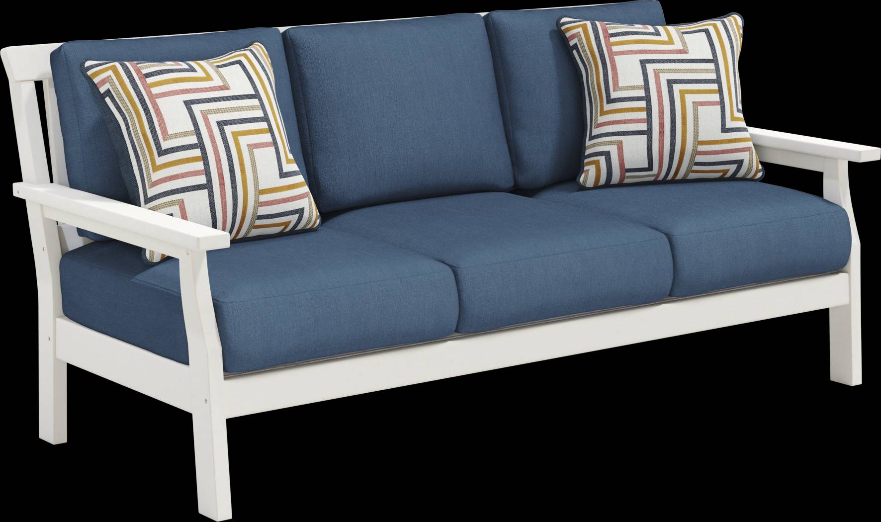 Eastlake White Outdoor Sofa with Ocean Cushions - Thumbnail - Image 3