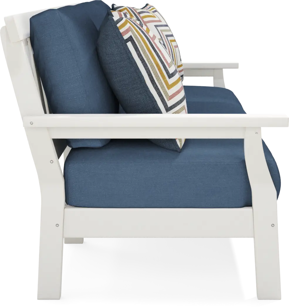 Eastlake White Outdoor Sofa with Ocean Cushions - Image 5