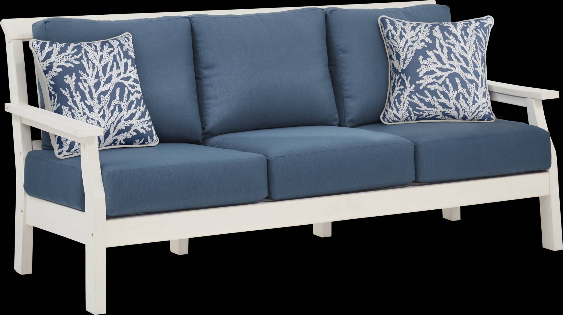 Eastlake White Outdoor Sofa with Ocean Cushions - Thumbnail - Image 3