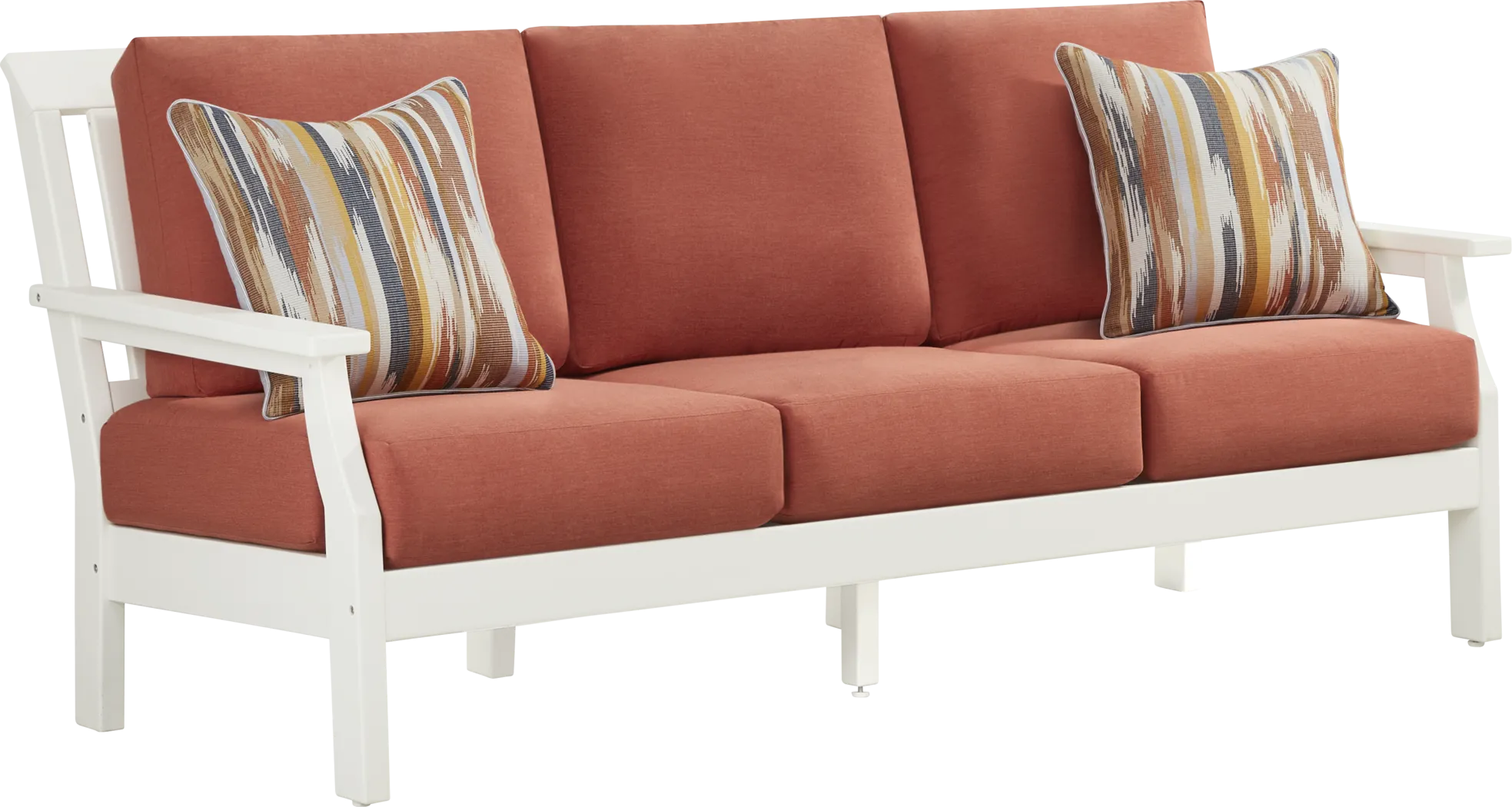 Eastlake White 4 Pc Outdoor Seating Set with Persimmon Cushions - Thumbnail - Image 3