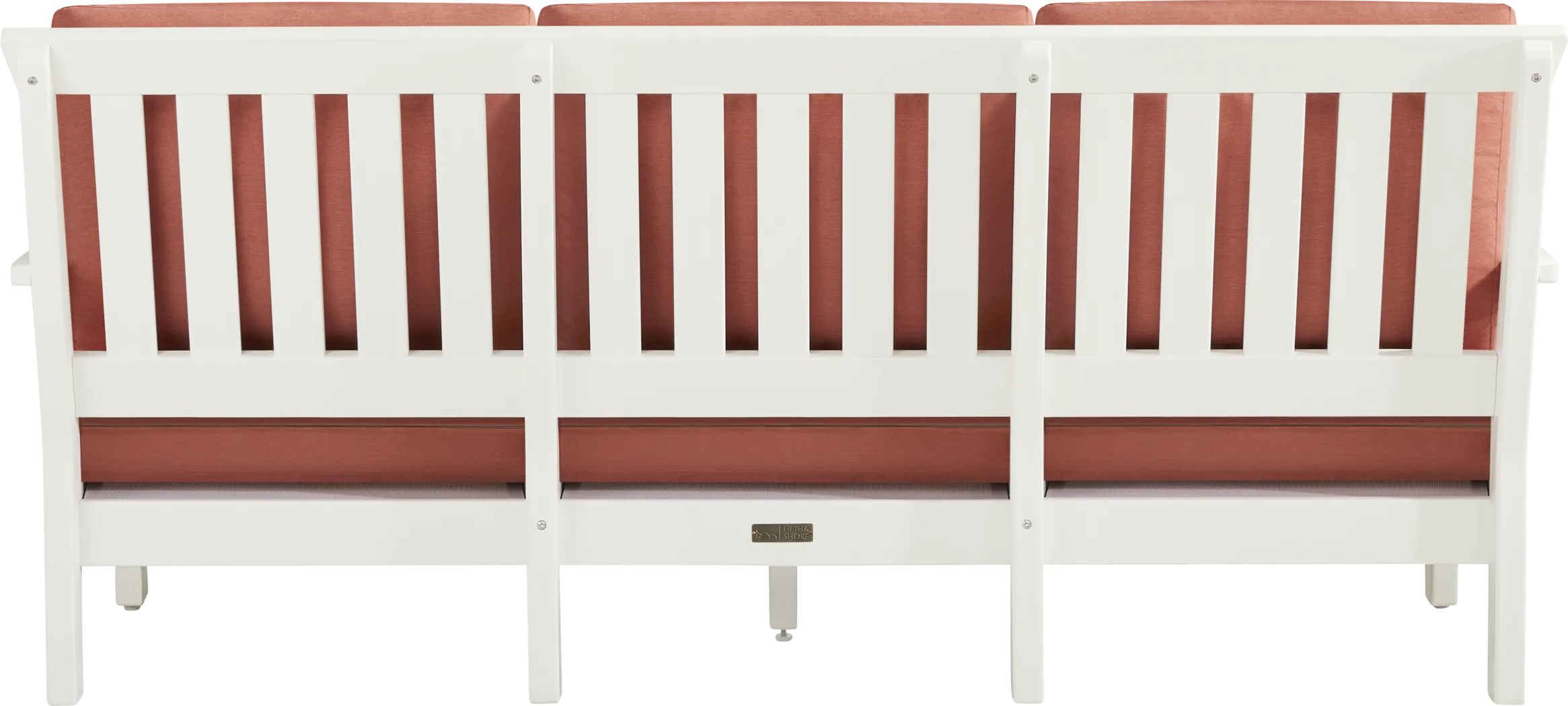 Eastlake White 4 Pc Outdoor Seating Set with Persimmon Cushions - Thumbnail - Image 4