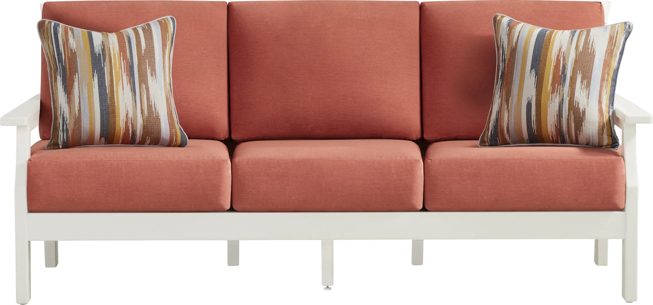 Eastlake White 4 Pc Outdoor Seating Set with Persimmon Cushions - Thumbnail - Image 2