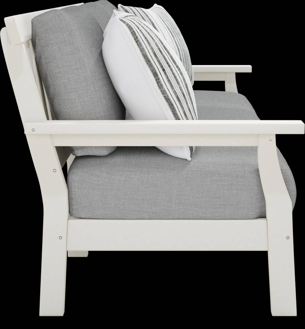 Eastlake White 4 Pc Outdoor Seating Set with Pewter Cushions - Thumbnail - Image 5