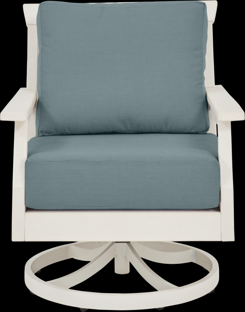 Eastlake White Outdoor Swivel Rocker Chair with Breeze Cushions - Thumbnail - Image 2