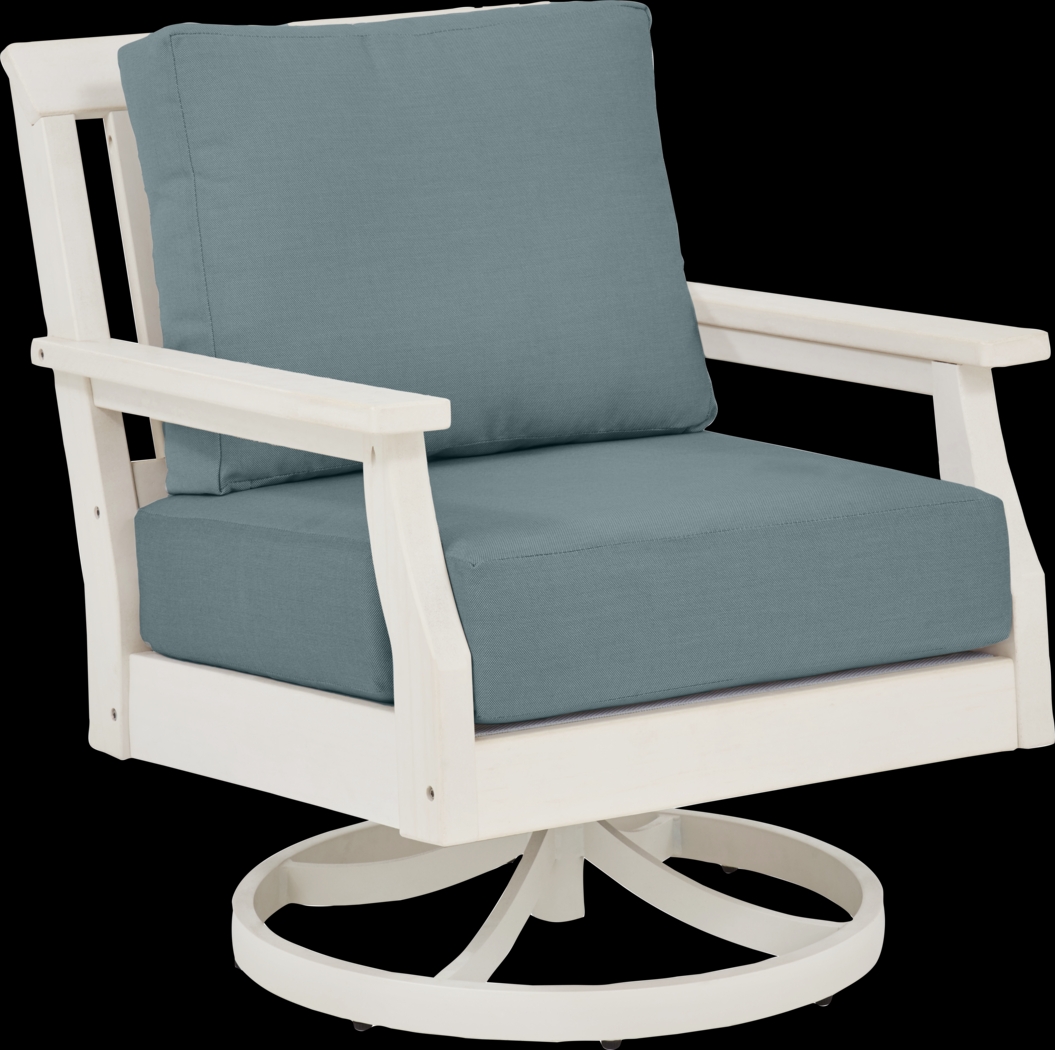 Eastlake White Outdoor Swivel Rocker Chair with Breeze Cushions - Thumbnail - Image 1