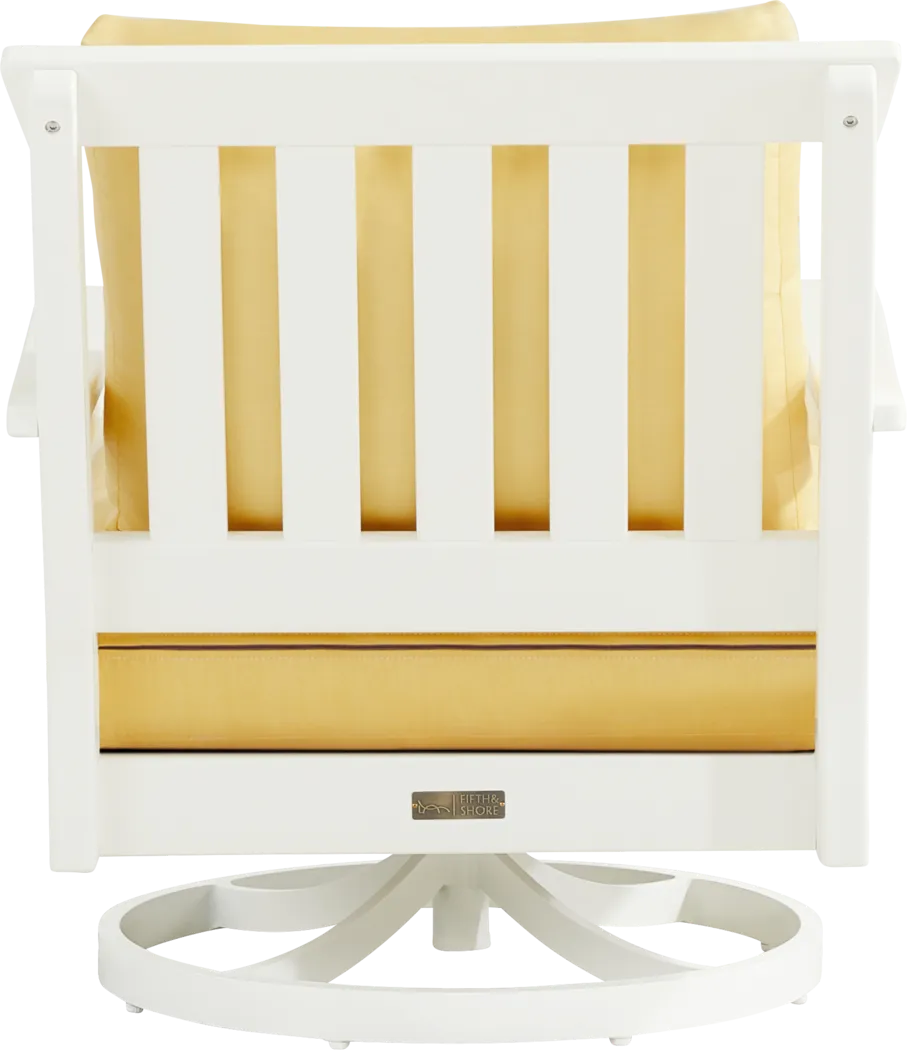 Eastlake White Outdoor Swivel Rocker Chair with Buttercup Cushions - Thumbnail - Image 3