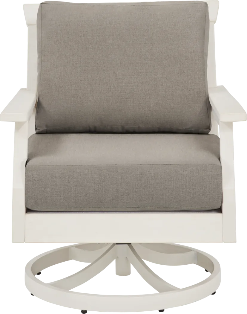 Eastlake White Outdoor Swivel Rocker Chair with Mushroom Cushion - Thumbnail - Image 2