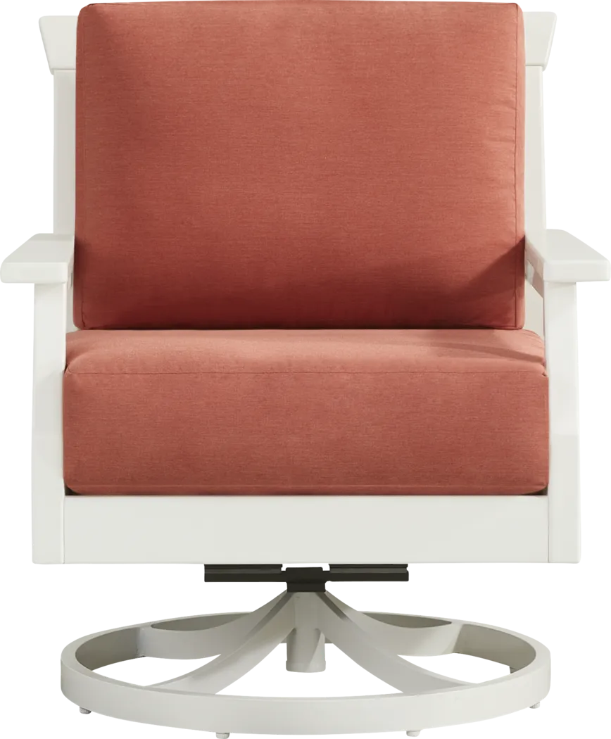 Eastlake White Outdoor Swivel Rocker Chair with Persimmon Cushions - Thumbnail - Image 2