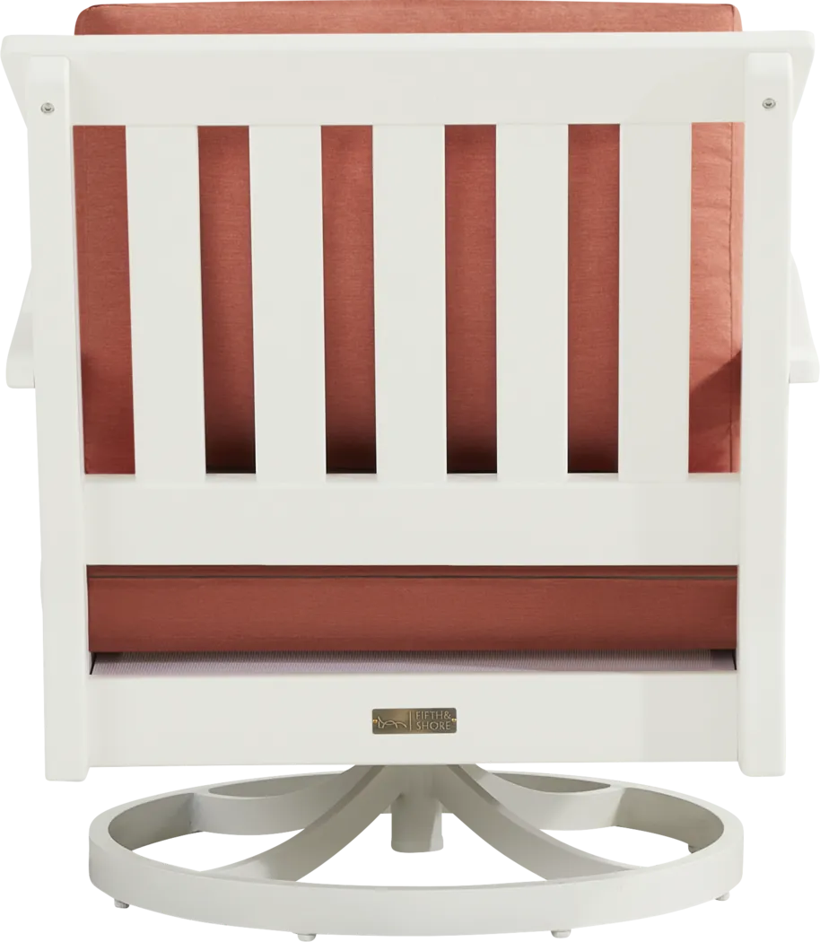 Eastlake White Outdoor Swivel Rocker Chair with Persimmon Cushions - Thumbnail - Image 3