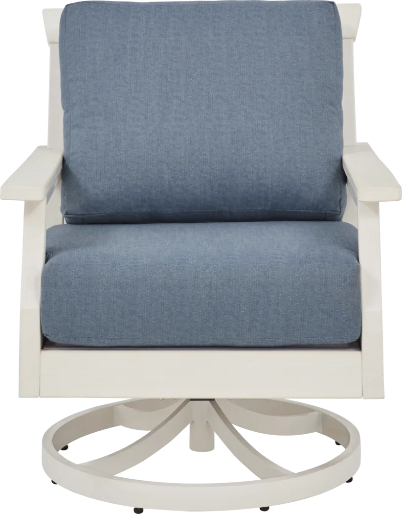 Eastlake White Outdoor Swivel Rocker Chair with Agean Cushion - Thumbnail - Image 2