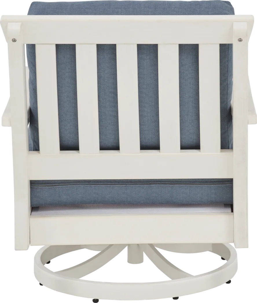 Eastlake White Outdoor Swivel Rocker Chair with Agean Cushion - Thumbnail - Image 3