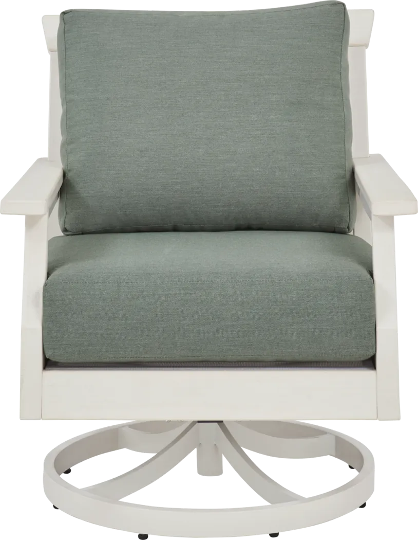 Eastlake White Outdoor Swivel Rocker Chair with Jade Cushion - Thumbnail - Image 2