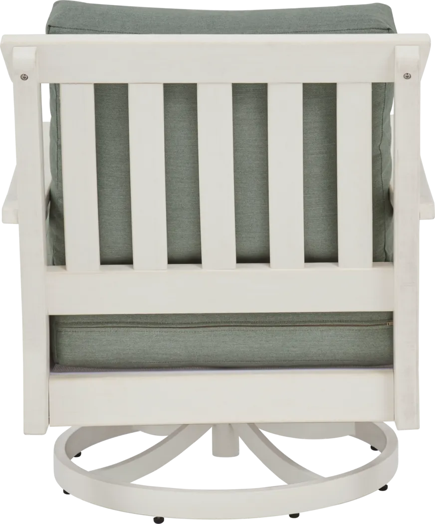 Eastlake White Outdoor Swivel Rocker Chair with Jade Cushion - Thumbnail - Image 3