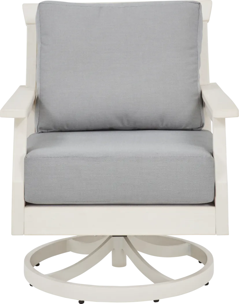 Eastlake White Outdoor Swivel Rocker Chair with Pewter Cushion - Thumbnail - Image 2