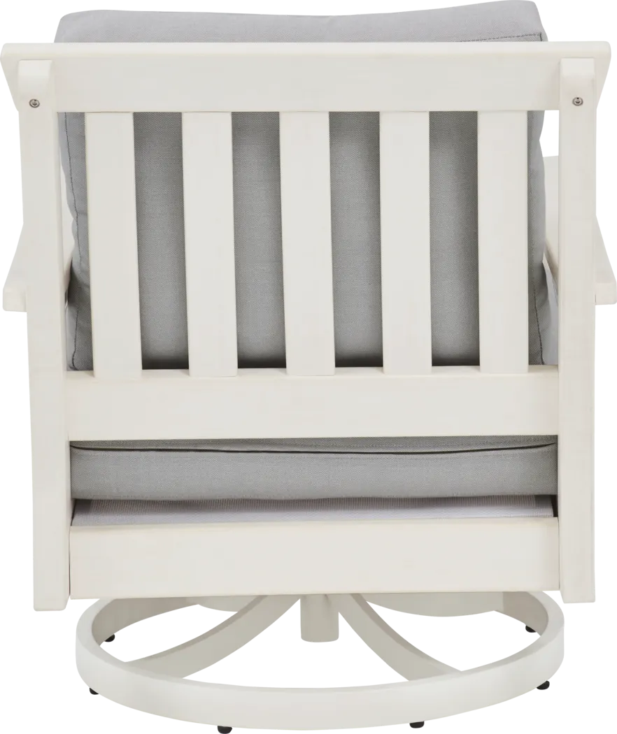 Eastlake White Outdoor Swivel Rocker Chair with Pewter Cushion - Thumbnail - Image 3