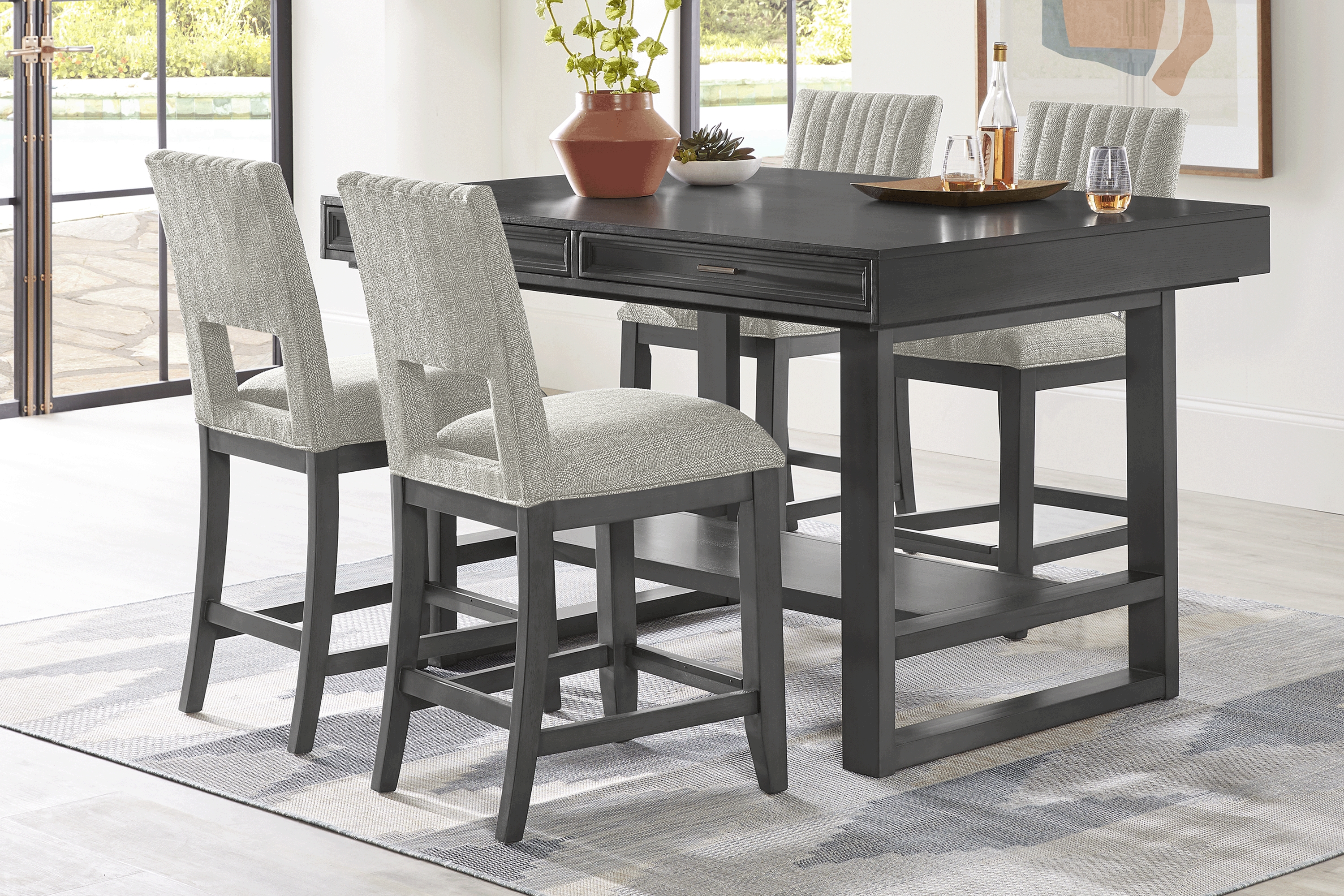 Eastleigh Charcoal 5 Pc Counter Height Dining Room with Oatmeal Stools - Thumbnail - Image 1