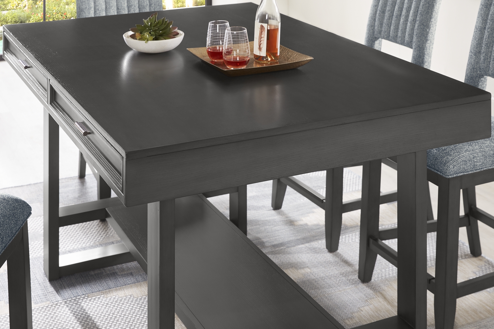 Eastleigh Charcoal 5 Pc Counter Height Dining Room with Oatmeal Stools - Thumbnail - Image 3