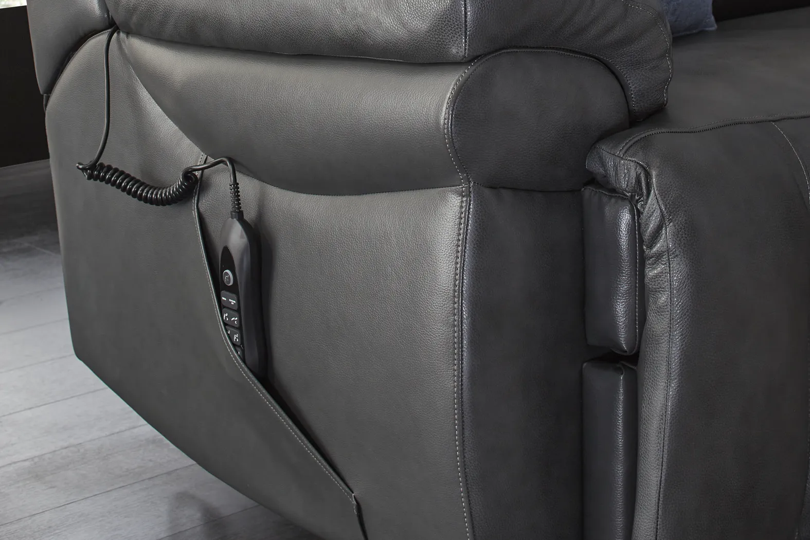 Eastmann Gray Leather Triple Power Recliner with Air Massage - Thumbnail - Image 4