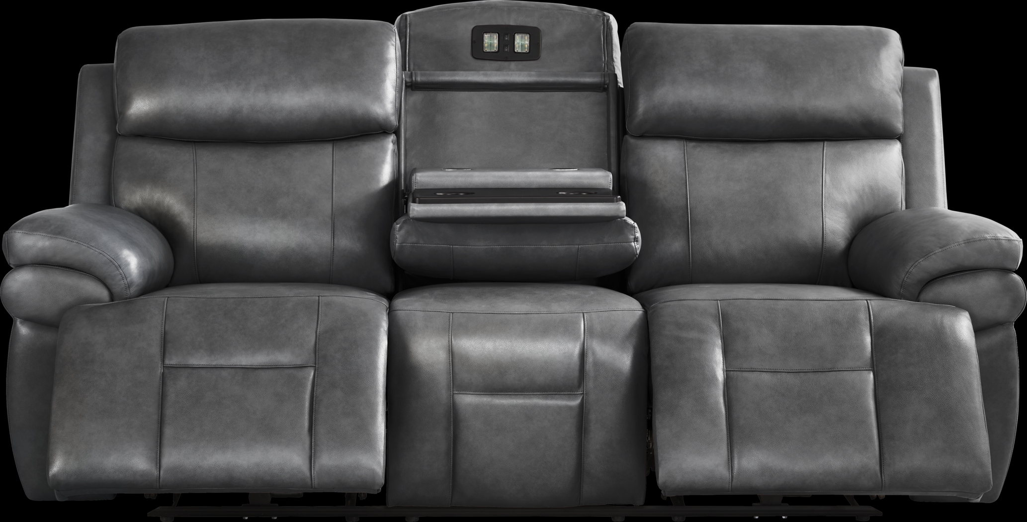 Eastmann Gray Leather 8 Pc Triple Power Reclining Living Room with Air Massage - Thumbnail - Image 3