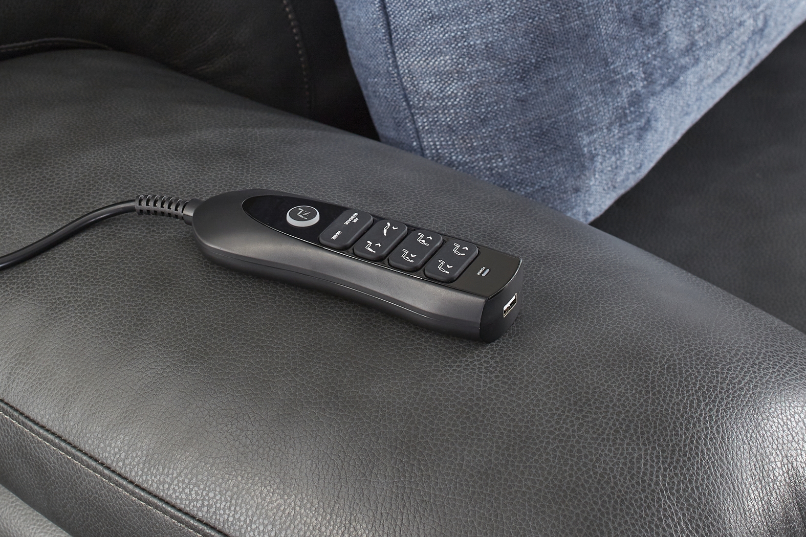 Eastmann Gray Leather 8 Pc Triple Power Reclining Living Room with Air Massage - Thumbnail - Image 6