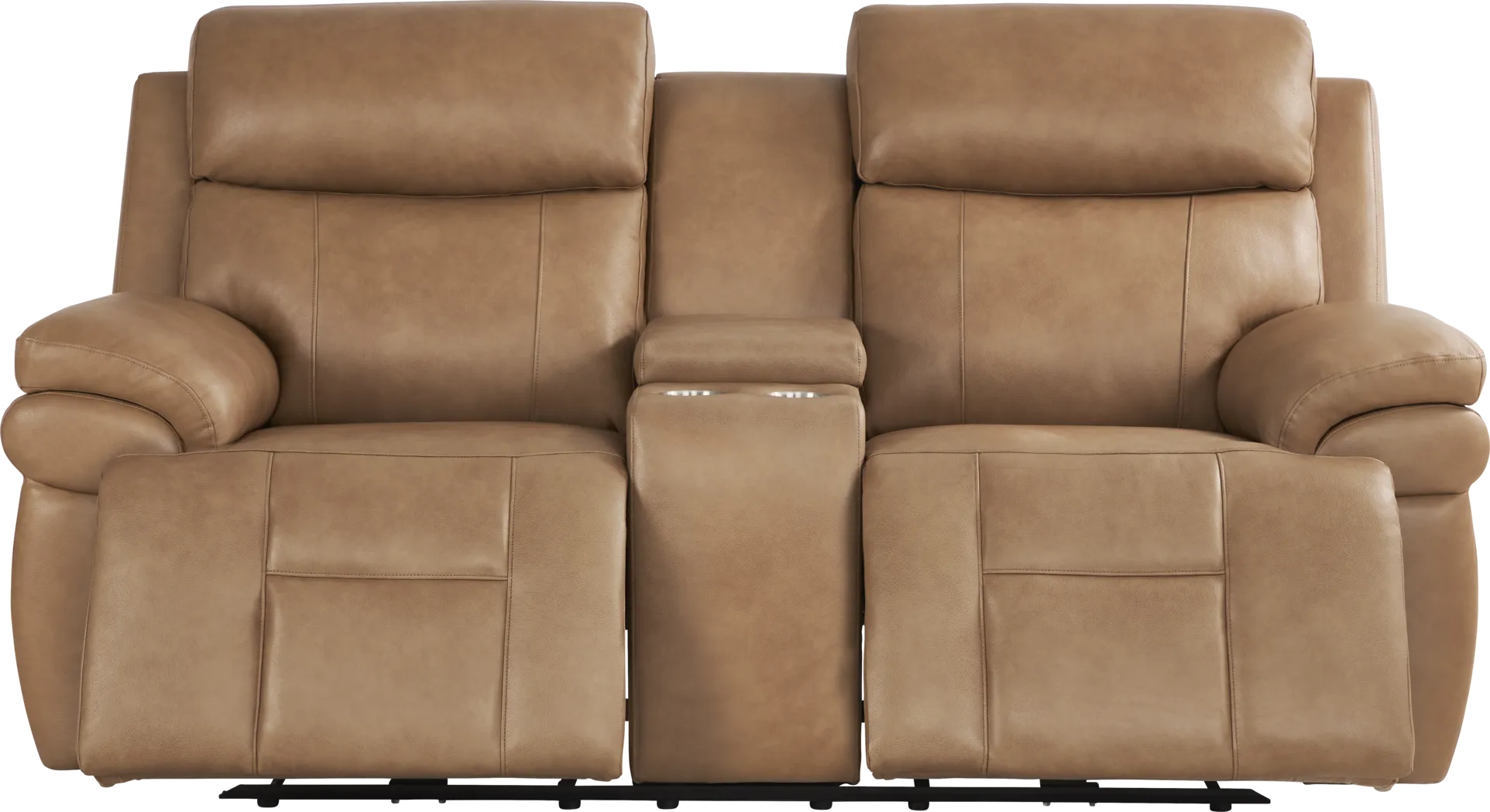 Eastmann Saddle Leather Triple Power Reclining Console Loveseat with Air Massage - Thumbnail - Image 1