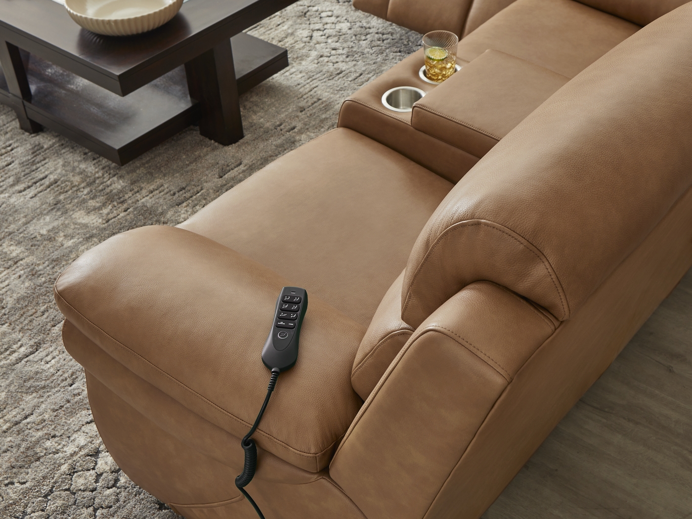 Eastmann Saddle Leather 8 Pc Triple Power Reclining Living Room with Air Massage - Thumbnail - Image 13