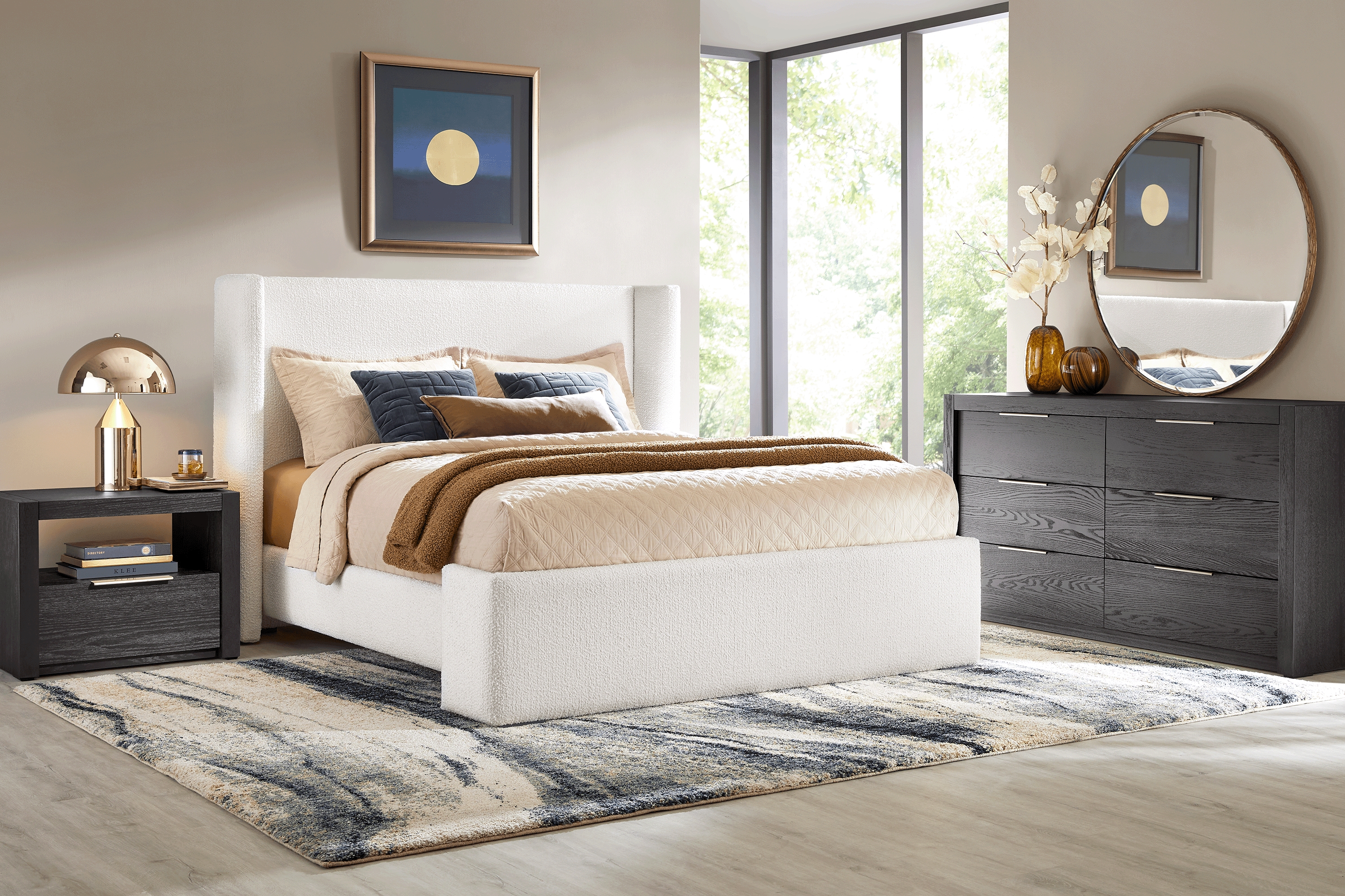 Easton Park Black 7 Pc King Upholstered Bedroom - Thumbnail - Image 1