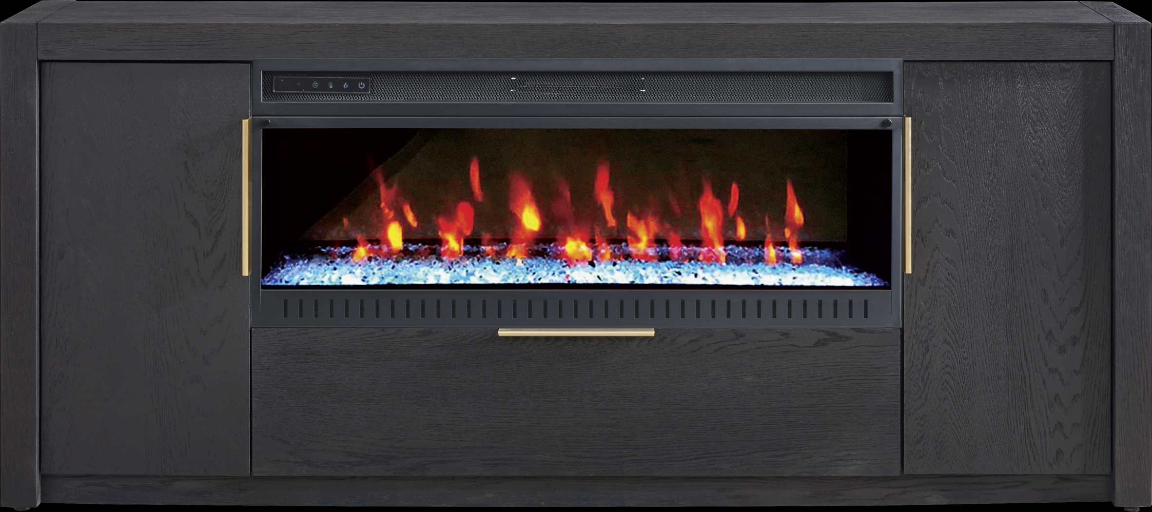 Easton Park Black 74 in. Console with Electric Fireplace - Thumbnail - Image 1