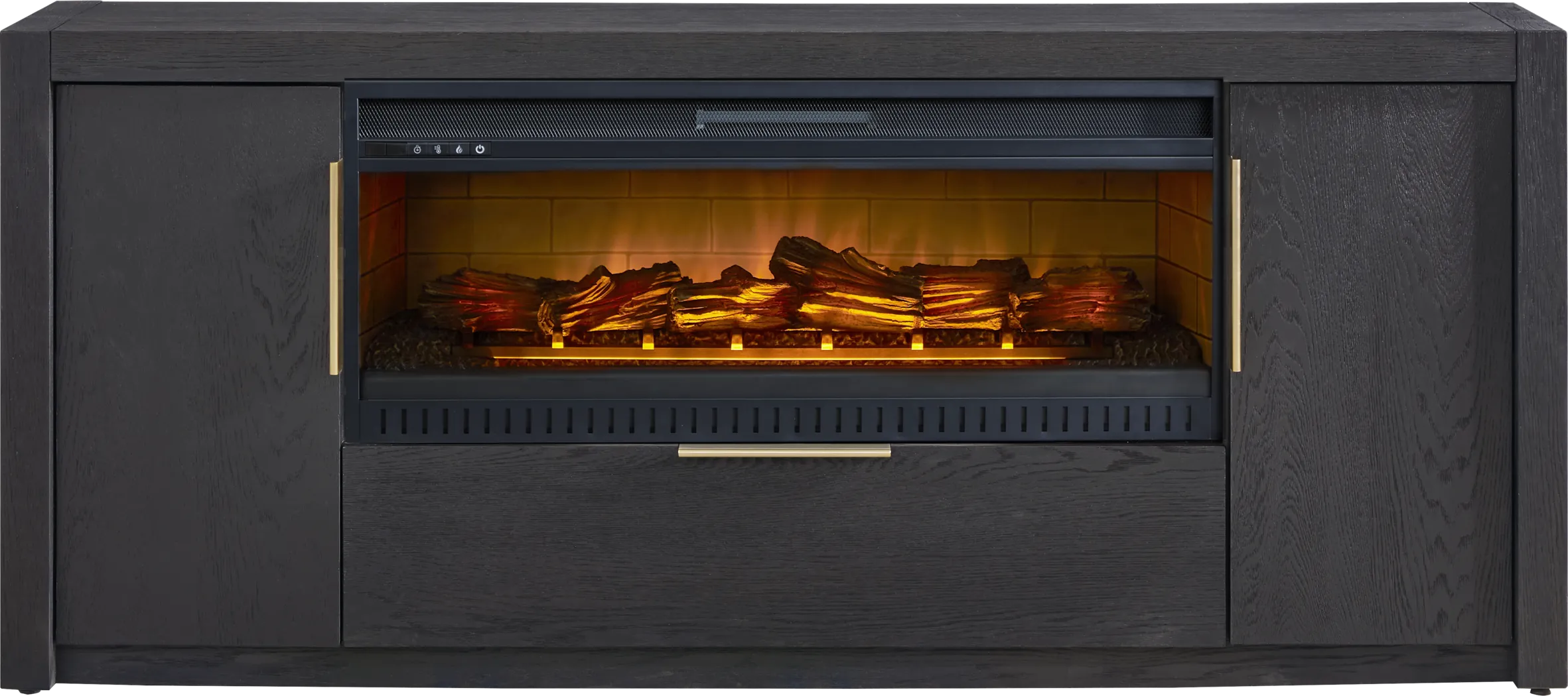 Easton Park Black 74 in. Console with Electric Log Fireplace - Thumbnail - Image 1