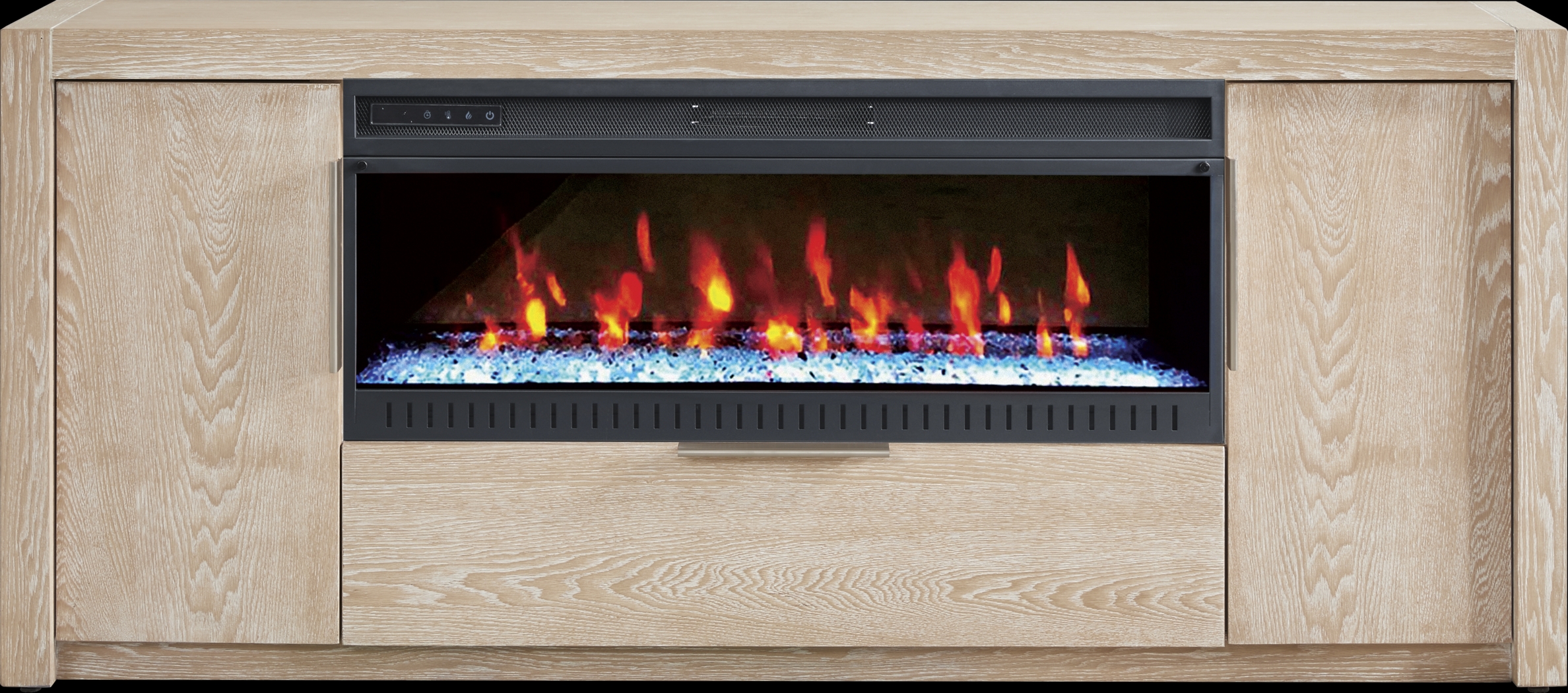 Easton Park Natural 74 in. Console with Electric Fireplace - Thumbnail - Image 1